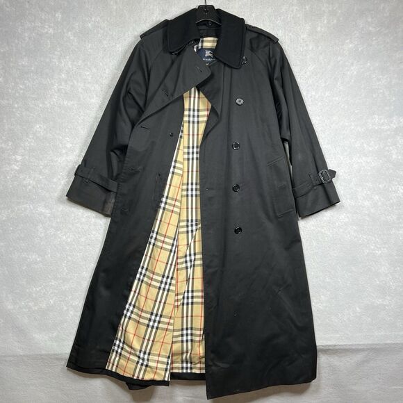 Burberry Jackets & Blazers - Burberry Trench Coat Womens 8 Black Full Length Nova Check Removable Lining